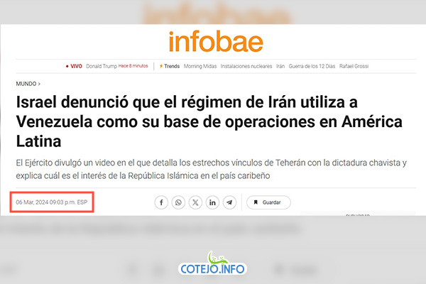 Una publicación de Infobae tiene el mismo título divulgado recientemente en Instagram sin datos de su origen y contexto